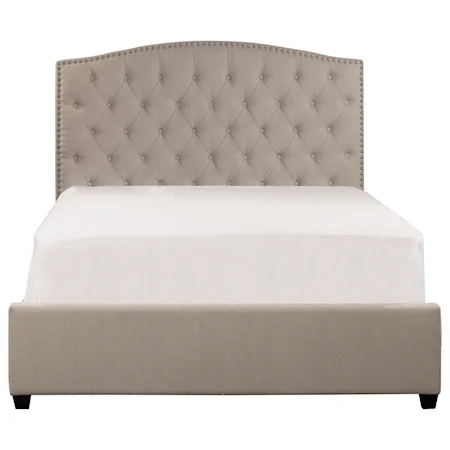 California King Upholstered Bed with Tufted Headboard